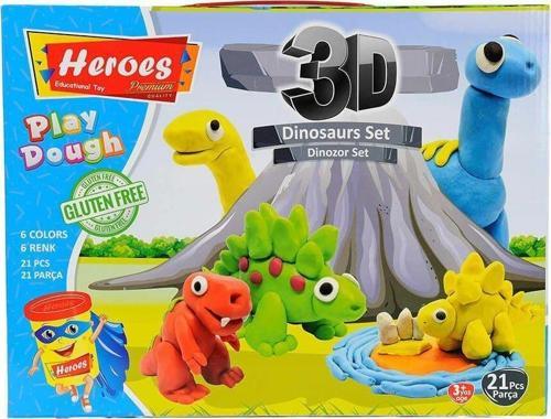 ERN-568 Heroes 3D Dinazor Oyun Hamur Seti - Eren Oyuncak Kız Erkek Çocuk Oyuncak Eğitici Oyuncaklar