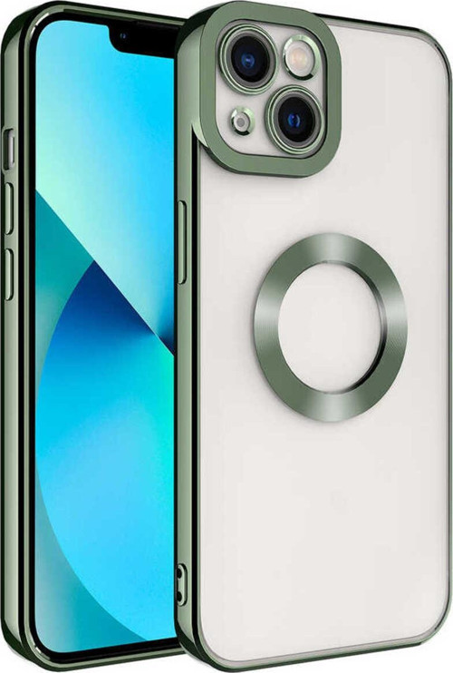 İphone 14 Uyumlu Kamera Korumalı Logo Gösteren Zore Omega Kılıf-Yeşil