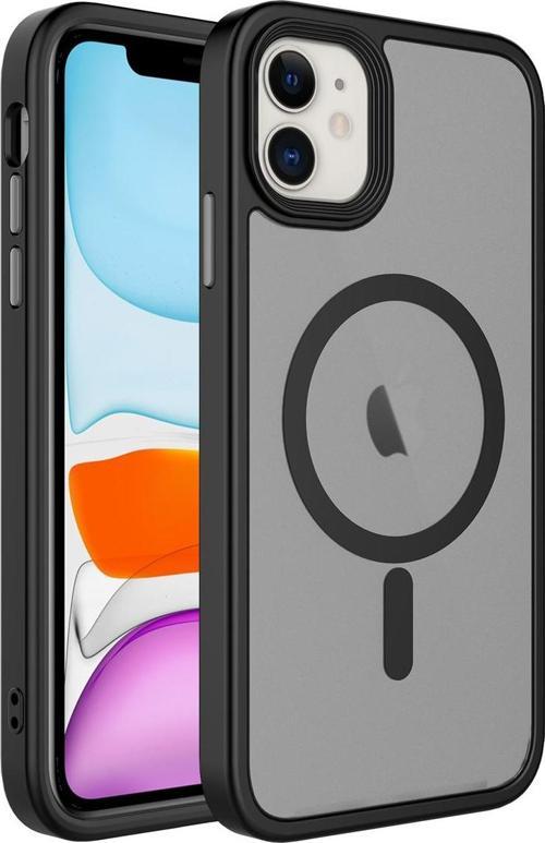 İphone 11 Uyumlu Mat Arka Yüzey Wireless Şarj Özellikli Zore Flet Magsafe Kılıf-Siyah