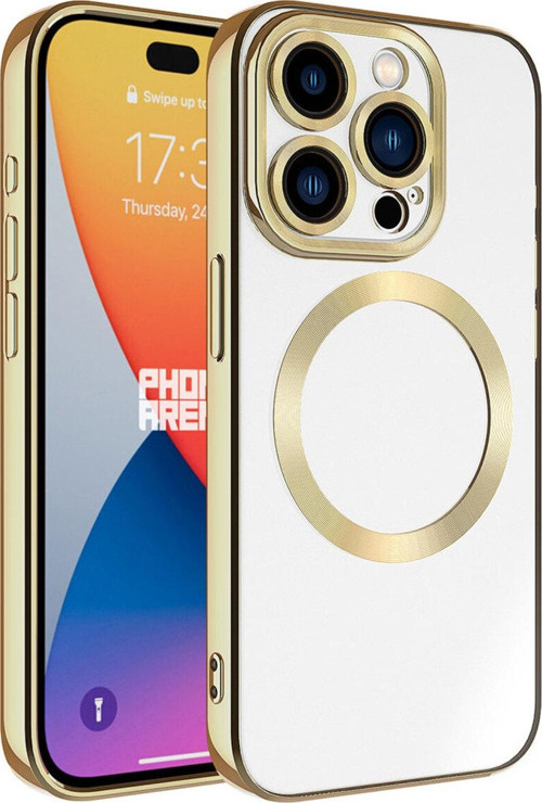 Apple İphone 15 Pro Uyumlu Kılıf Magsafe Wireless Şarj Özellikli Setro Silikon, Gold