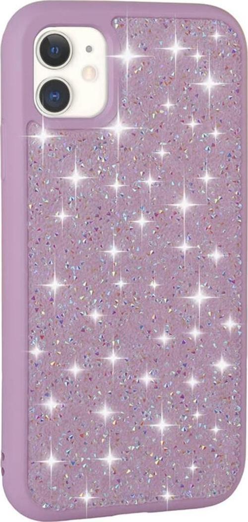 İphone 11 Uyumlu Parlak Taşlı Tasarım Pırlanta Zore Kılıf-Lila