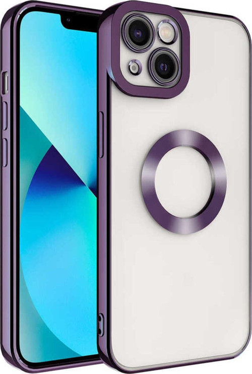 İphone 14 Plus Uyumlu Kamera Korumalı Logo Gösteren Zore Omega Kılıf-Derin Mor