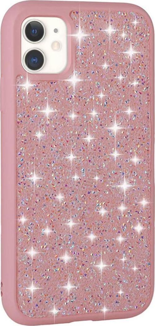 İphone 11 Uyumlu Parlak Taşlı Tasarım Pırlanta Zore Kılıf-Pembe