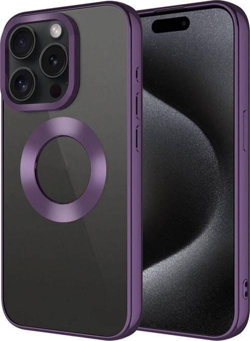 İphone 15 Pro Max Uyumlu Tek Kamera Çerçeveli Logo Gösteren Zore Omega Kılıf-Derin Mor