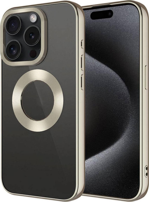 İphone 15 Pro Max Uyumlu Tek Kamera Çerçeveli Logo Gösteren Zore Omega Kılıf-Titanyum