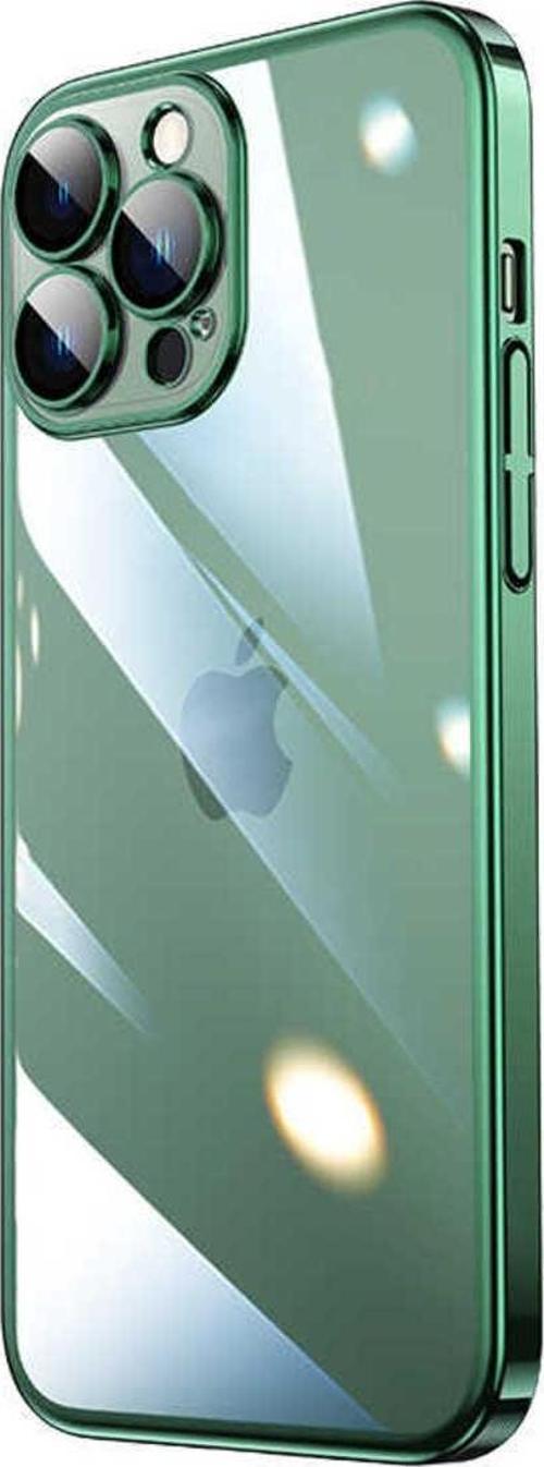 İphone 14 Pro Max Uyumlu Sert Pc Renkli Çerçeveli Zore Riksos Kılıf-Yeşil