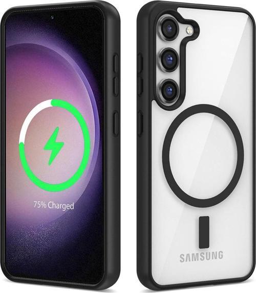 Galaxy S22 Plus Uyumlu Magsafe Wireless Şarj Özellikli Silikon Ege Kılıf-Siyah