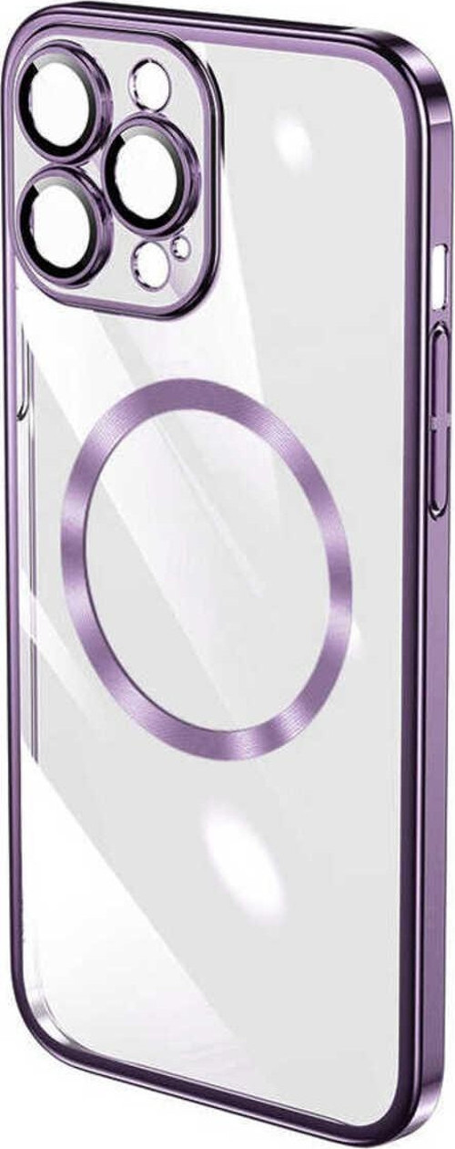 İphone 14 Pro Max Uyumlu Wireless Şarj Özellikli Sert Pc Zore Riksos Magsafe Kılıf-Derin Mor