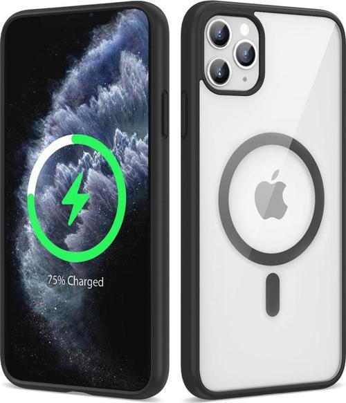İphone 11 Pro Uyumlu Magsafe Wireless Şarj Özellikli Silikon Zore Ege Kılıf-Siyah