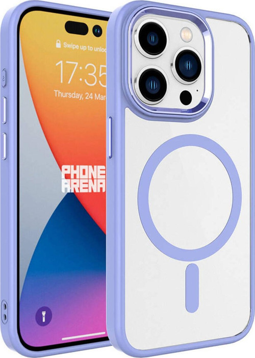 İphone 15 Pro Max Uyumlu Wireless Şarj Özellikli Zore Krom Magsafe Silikon Kılıf-Lila