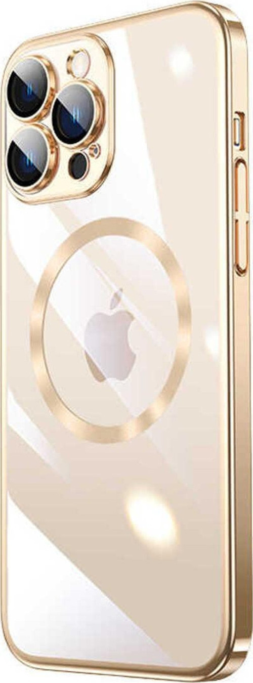 İphone 14 Pro Max Uyumlu Wireless Şarj Özellikli Sert Pc Zore Riksos Magsafe Kılıf-Gold