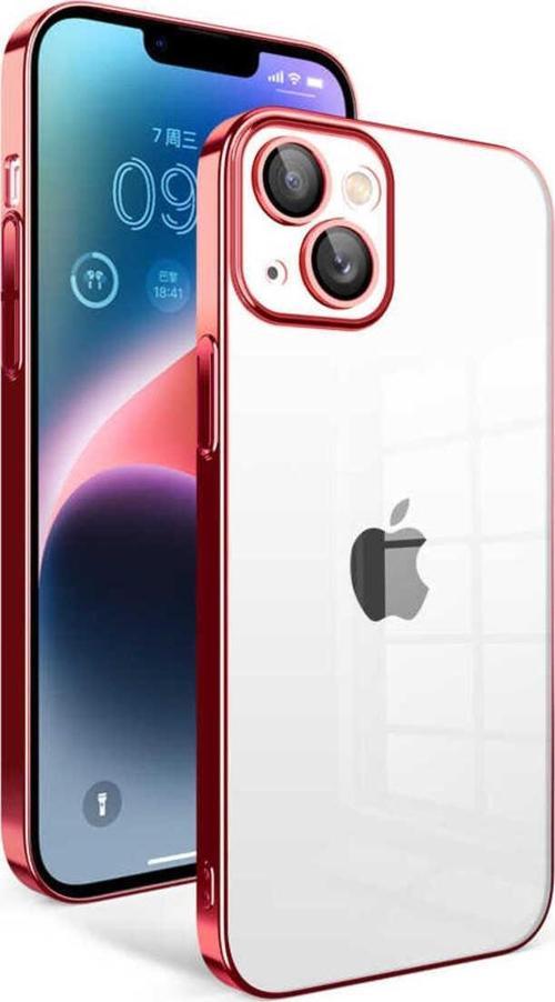 İphone 14 Plus Uyumlu Kamera Korumalı Renkli Çerçeveli Zore Garaj Kılıf-Kırmızı