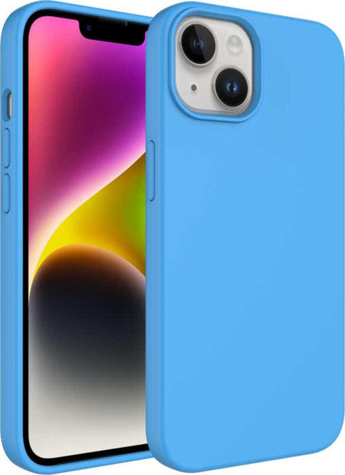 İphone 14 Uyumlu Sıvı Teknolojili Silinebilir Sert Zore Kivi Kılıf-Mavi