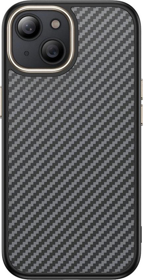 İphone 14 Plus Kılıf M-Safe Şarj Özellikli Karbon Fiber Görünümlü Kth Antina Kapak - Gri