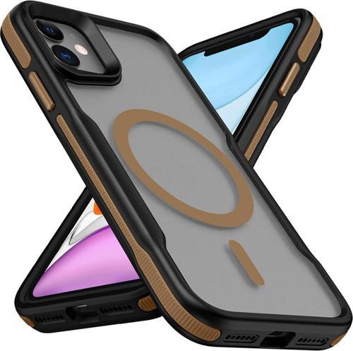 İphone 12 Uyumlu Magsafe Şarj Özellikli Renkli Kenar Airbag Şeritli Lamer Kapak-Titanyum-Gold