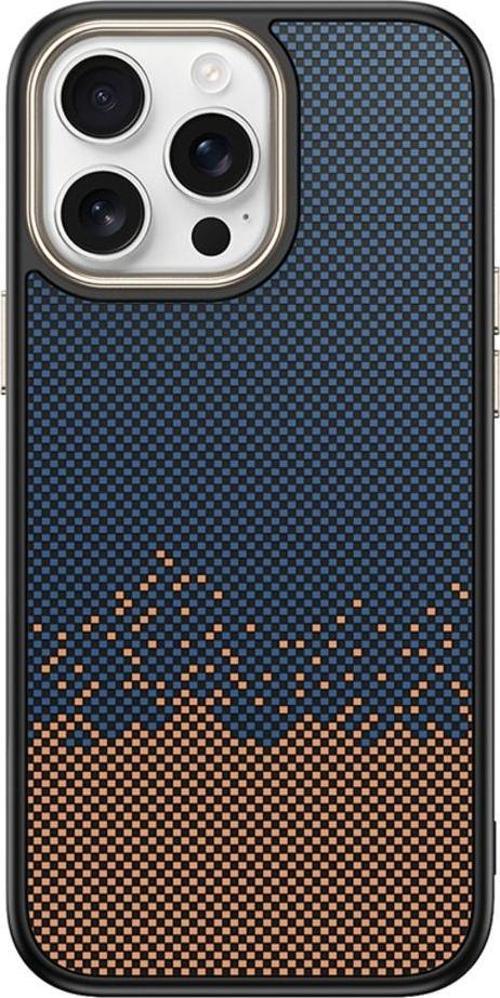 İphone 14 Pro Max Kılıf M-Safe Şarj Özellikli Karbon Fiber Görünümlü Emp Antina Kapak - Mavi