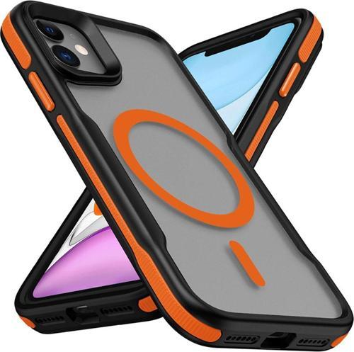 İphone 12 Uyumlu Magsafe Şarj Özellikli Renkli Kenar Airbag Şeritli Zore Lamer Kapak-Turuncu