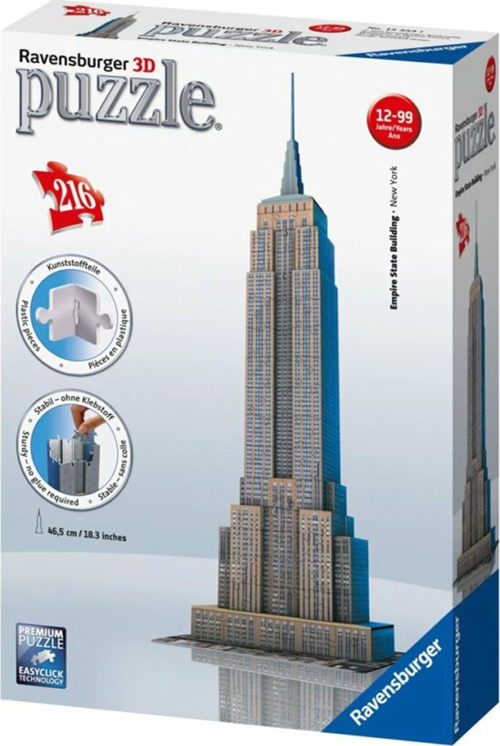 Ravensburger Empire State Binası 3D Puzzle Kız Erkek Çocuk Oyuncak Eğitici Oyuncaklar