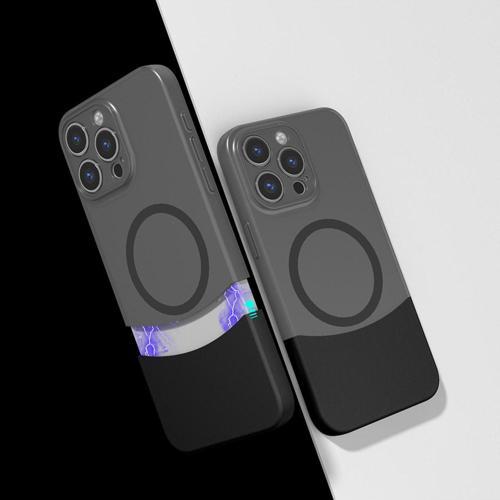 İphone 14 Pro Max Kılıf M-Safe Şarj Özellikli Mıknatıslı Sys Duble Kapak - Siyah