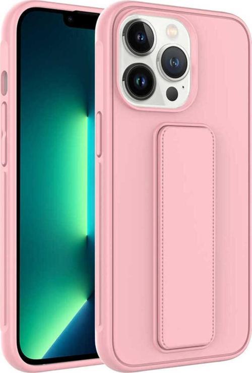 İphone 13 Pro Max Uyumlu Zore Qstand Kılıf-Pembe