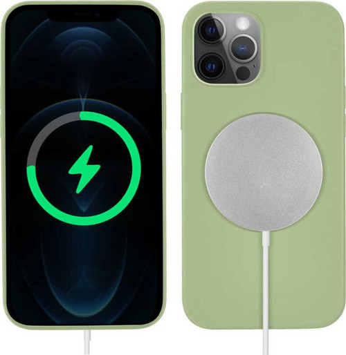 İphone 12 Pro Max Uyumlu Zore Silksafe Wireless Kılıf-Açık Yeşil