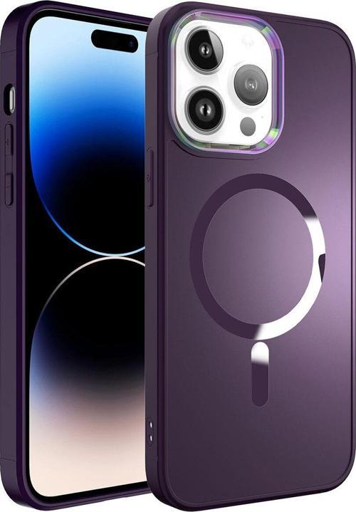 İphone 14 Pro Max Uyumlu Magsafe Wireless Şarj Özellikli Zore Stil Kılıf-Derin Mor