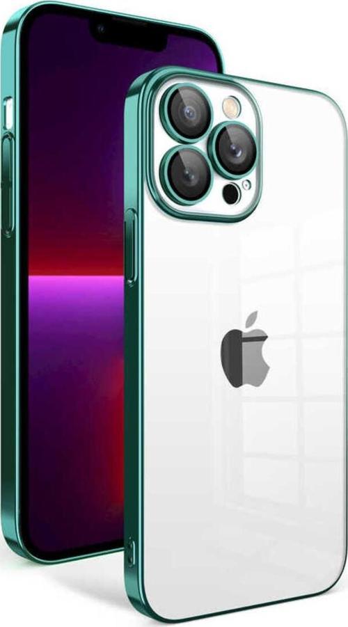 İphone 13 Pro Uyumlu Kamera Korumalı Renkli Çerçeveli Zore Garaj Kılıf-Koyu Yeşil