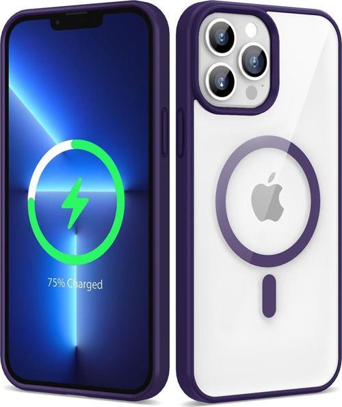 İphone 13 Pro Uyumlu Magsafe Wireless Şarj Özellikli Silikon Ege Kılıf-Derin Mor
