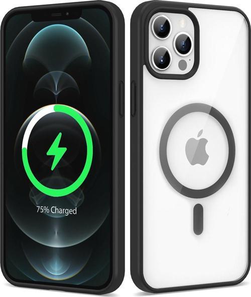 İphone 12 Pro Uyumlu Magsafe Wireless Şarj Özellikli Silikon Zore Ege Kılıf-Siyah