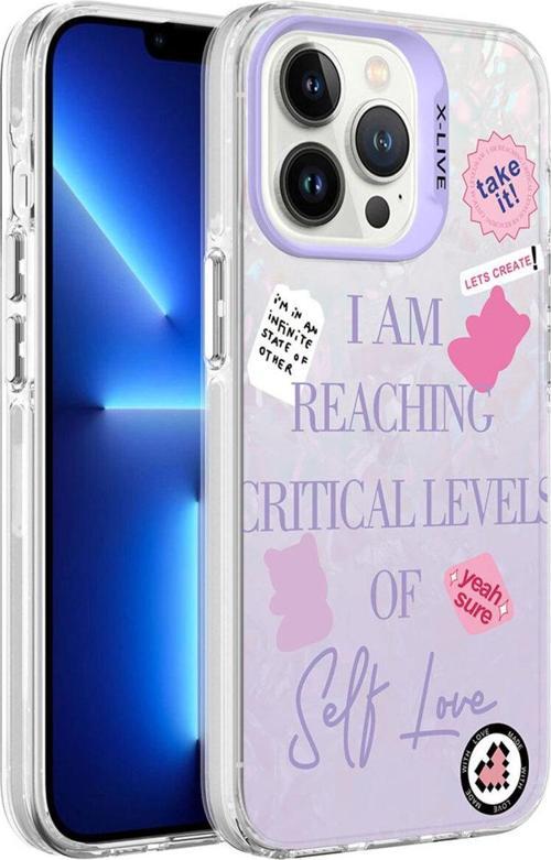 İphone 13 Pro Uyumlu Mermer Desenli Csm Marbello Kılıf-Mor