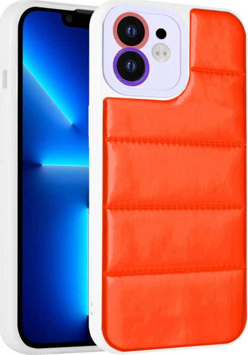 İphone 12 Uyumlu Kamera Korumalı Aihttgli Renkli Zore Seksek Kılıf-Turuncu