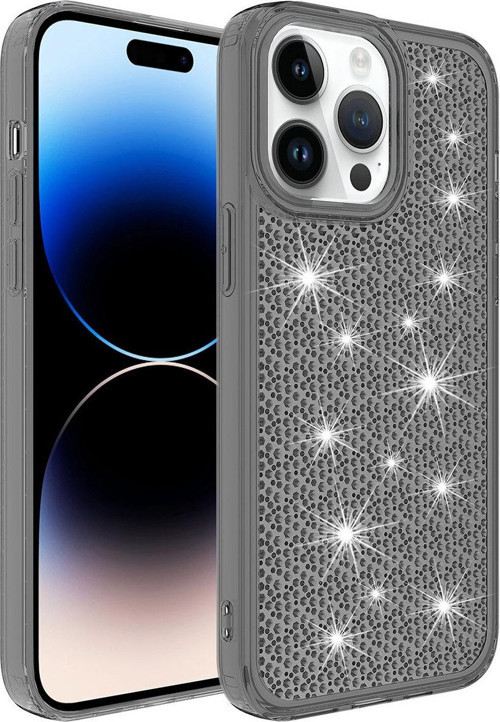 İphone 14 Pro Uyumlu Aihttgli Parlak Tasarımlı Snow Kılıf-Siyah