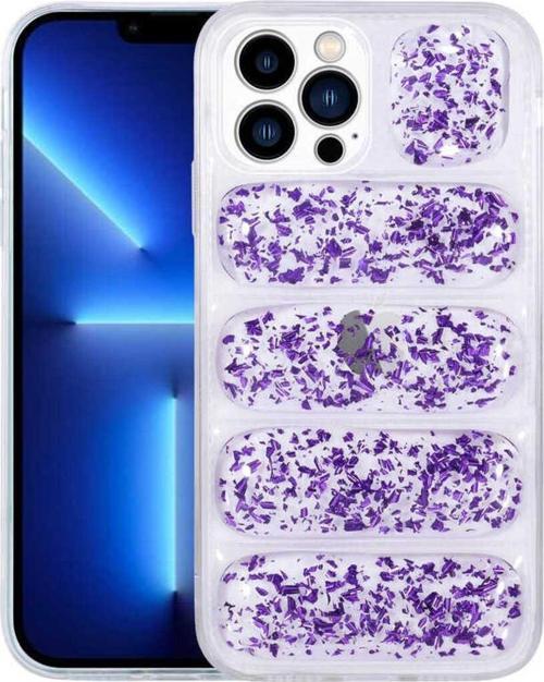 İphone 13 Pro Max Uyumlu Kamera Korumalı Simli Aihttg'Li Zore Dalga Kılıf-Mor