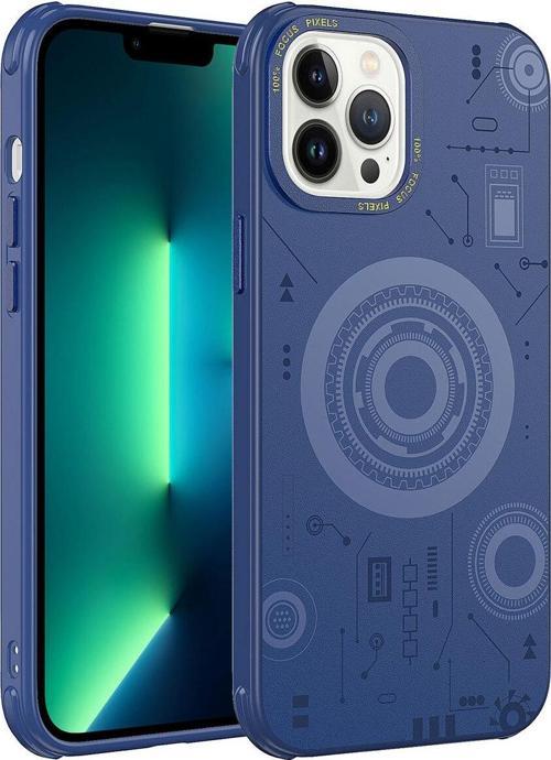 İphone 13 Pro Uyumlu Zore Wireless Şarj Özellikli Desenli Hot Kılıf-Lacivert