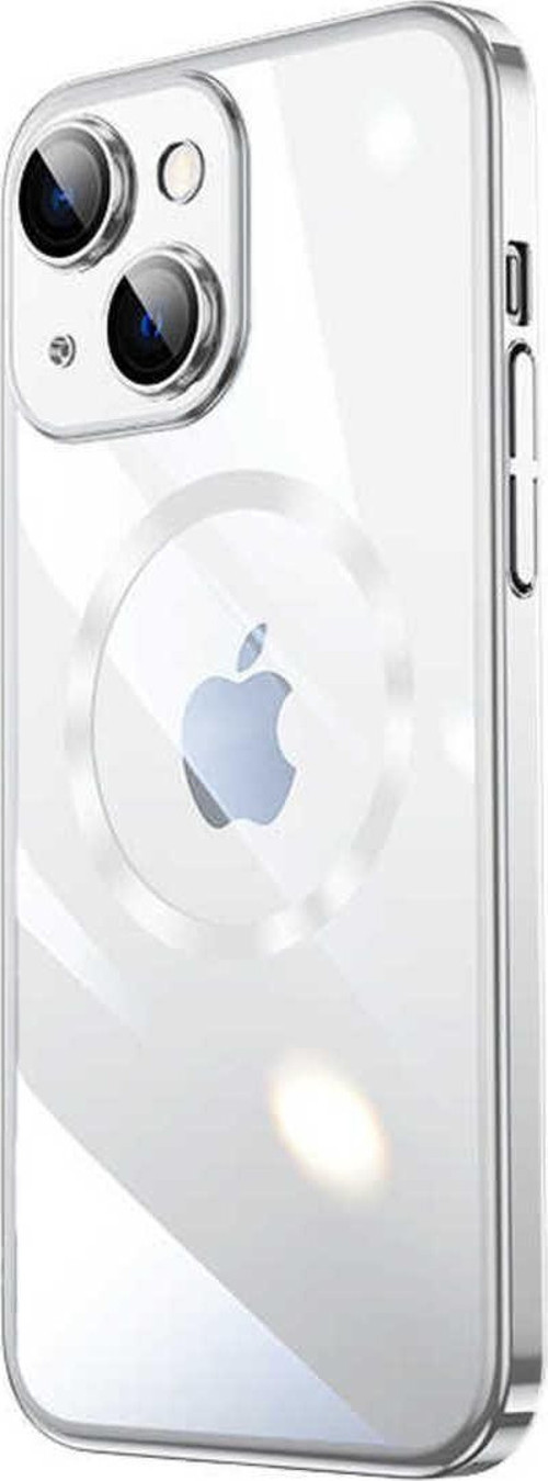 İphone 14 Plus Uyumlu Wireless Şarj Özellikli Sert Pc Csk Zore Riksos Magsafe Kılıf-Gümüş