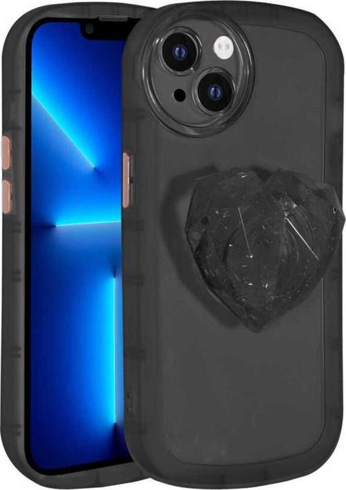 İphone 13 Uyumlu Kamera Korumalı Pop Soketli Renkli Zore Ofro Kılıf-Siyah