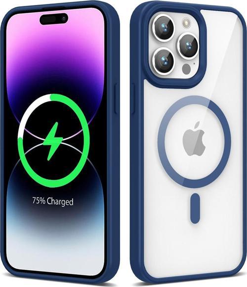 İphone 14 Pro Uyumlu Magsafe Wireless Şarj Özellikli Silikon Ege Kılıf-Lacivert