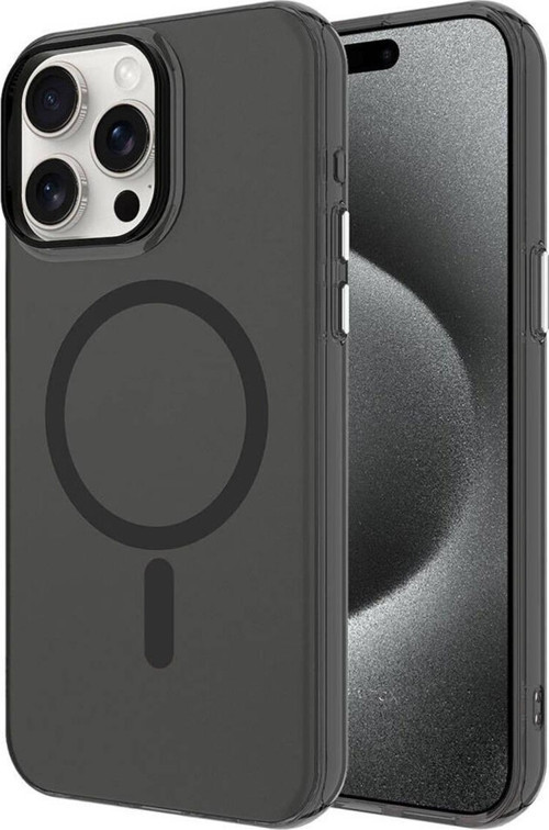 İphone 15 Pro Uyumlu Zore Magsafe Şarj Özellikli Buzlu Transparan C-Pro Sert Kılıf-Siyah
