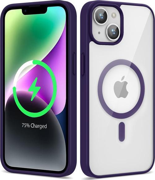 İphone 13 Uyumlu Magsafe Wireless Şarj Özellikli Silikon Ege Kılıf-Derin Mor