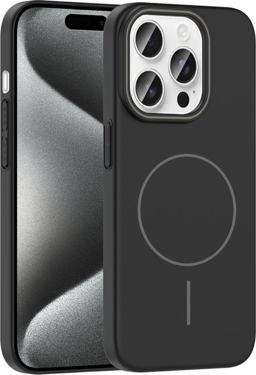 İphone 15 Pro Kılıf Magsafe Şarj Özellikli Zore Ruby Silikon Kapak - Siyah