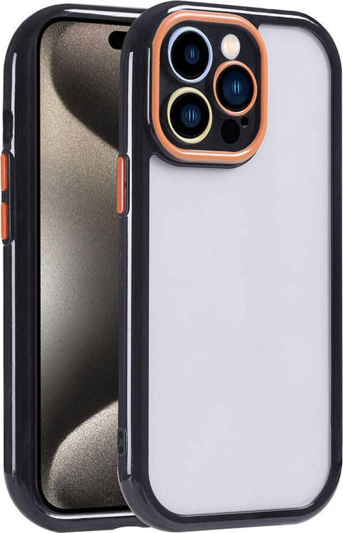 İphone 15 Pro Kılıf Kamera Korumalı Renkli Kenar Ve Çerçeve Tasarımlı Vitamin Kapak-Siyah
