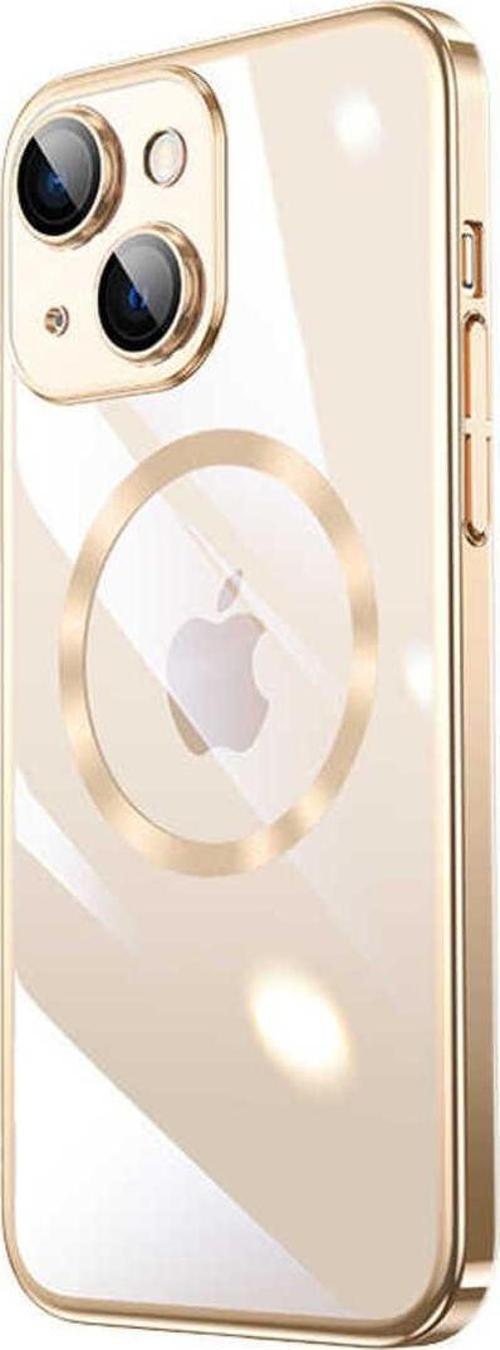 İphone 14 Plus Uyumlu Wireless Şarj Özellikli Sert Pc Riksos Magsafe Kılıf-Gold