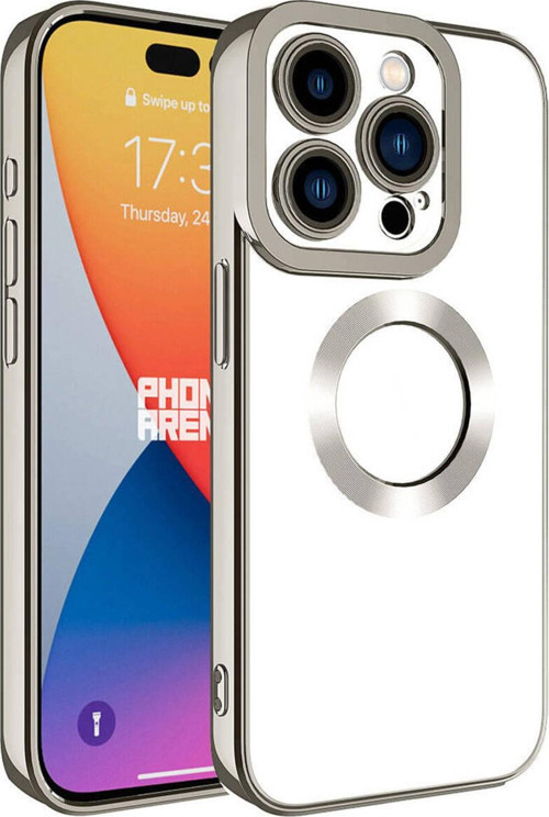 İphone 15 Pro Max Uyumlu Kamera Korumalı Logo Gösteren Omega Kılıf-Titanyum