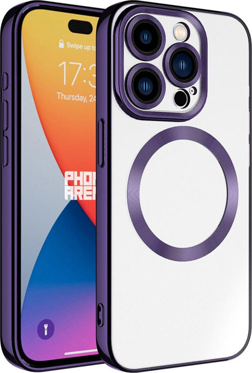 İphone 15 Pro Max Uyumlu Magsafe Wireless Şarj Özellikli Csm Setro Silikon-Derin Mor