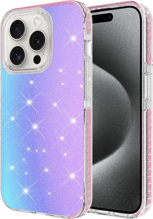 İphone 15 Pro Max Uyumlu Parlak Renk Geçişli Velle Kılıf-Pembe