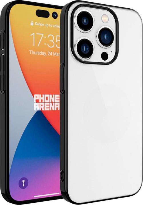 İphone 15 Pro Max Uyumlu Sert Pc Renkli Çerçeveli Riksos Kılıf-Siyah