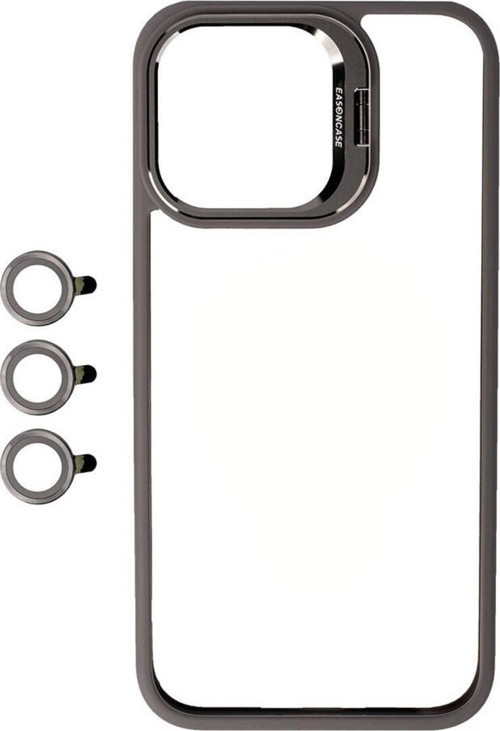 İphone 15 Pro Uyumlu Kamera Korumalı Standlı Klon Kılıf-Gri