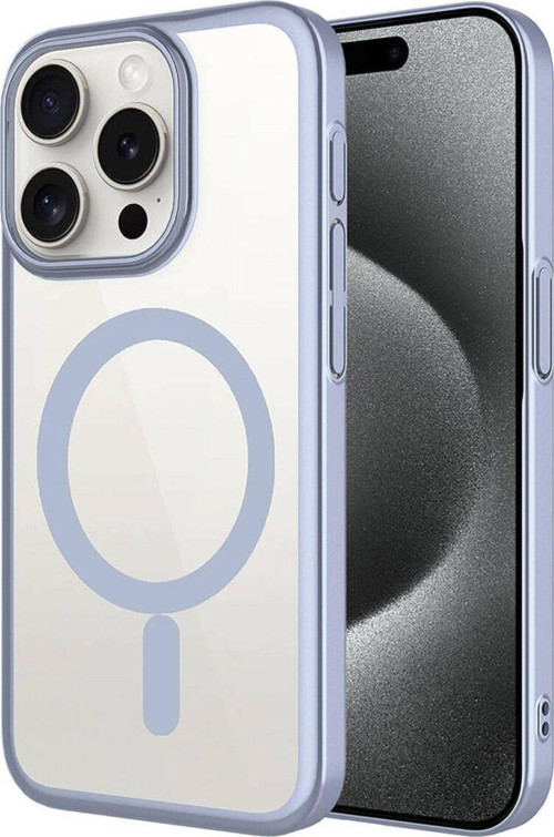 İphone 15 Pro Uyumlu Wireless Şarj Özellikli Sert Pc Mat Riksos Magsafe Kılıf-Gri