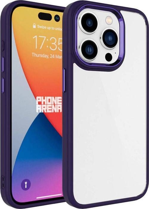 İphone 15 Pro Uyumlu Krom Kılıf-Derin Mor