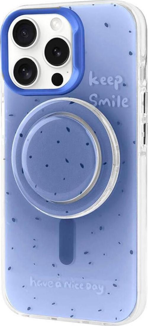 İphone 15 Pro Magsafe Şarj Özellikli Tak-Çıkar Pop Soketli Tiktok Kılıf-Mavi